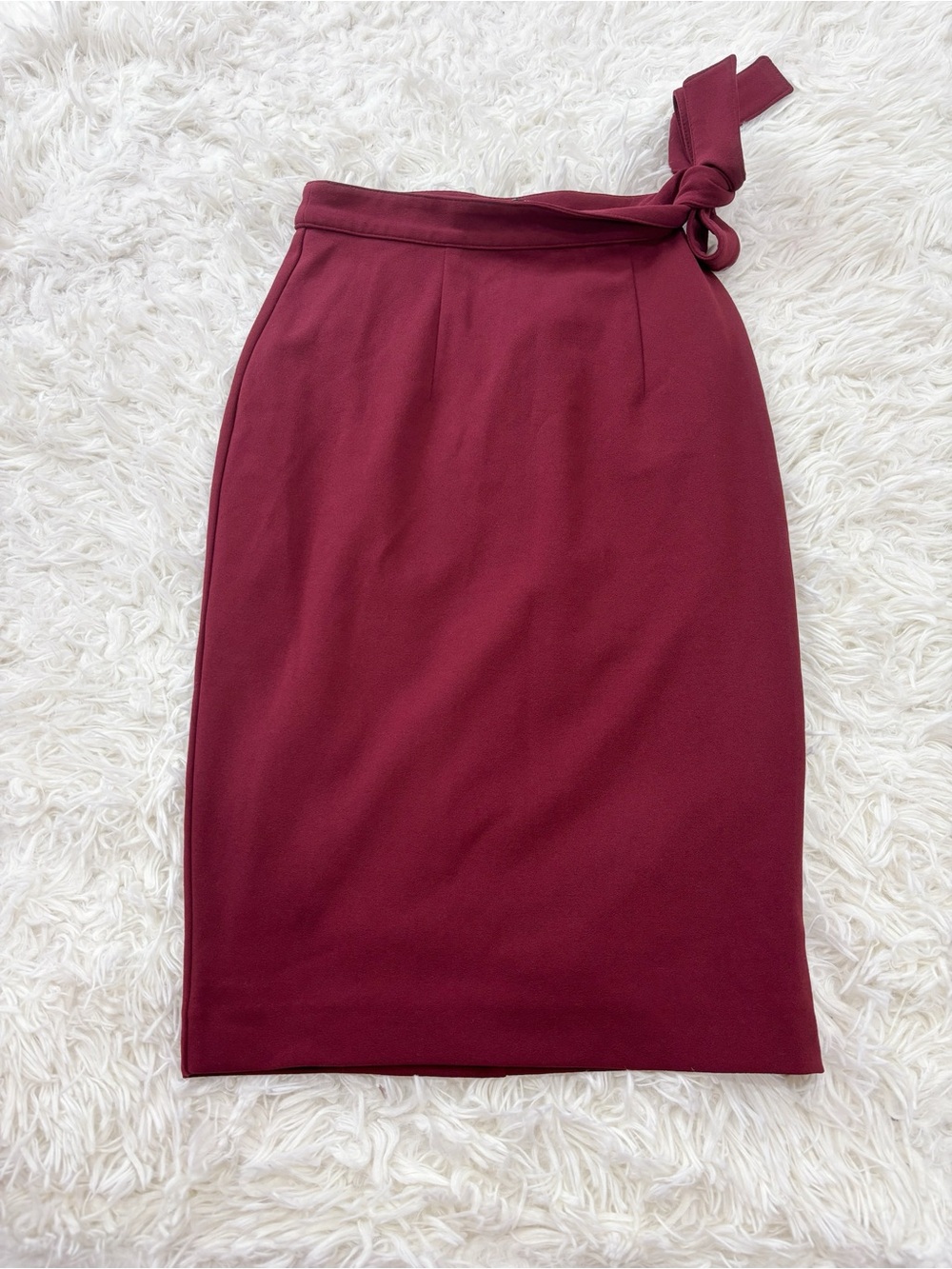 Express Burgundy Tie-Detail Pencil Skirt